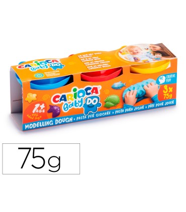 Pasta de modelar carioca baby dough bote 75 g set de 3 colores surtidos