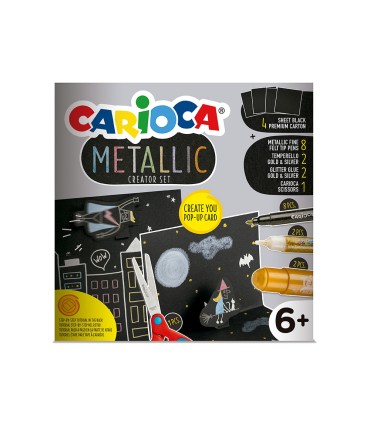 Set de dibujo carioca metallic pop up card creator 3d 17 piezas