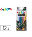 Lapices de colores carioca metallic hexagonal mina 3,3 mm caja de 12 colores surtidos