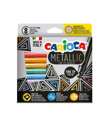 Rotulador carioca metallic punta fina caja de 8 colores surtidos