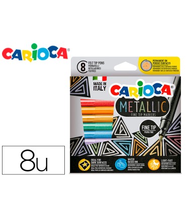 Rotulador carioca metallic punta fina caja de 8 colores surtidos