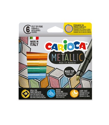 Rotulador carioca metallic punta maxi 6 mm caja de 6 colores surtidos