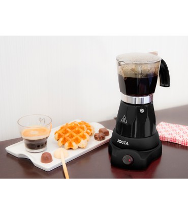 Cafetera jocca italiana electrica capacidad 6 tazas jarra transparente sin cables 220 240v color negro