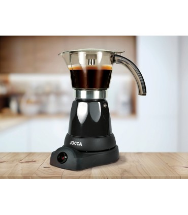 Cafetera jocca italiana electrica capacidad 6 tazas jarra transparente sin cables 220 240v color negro