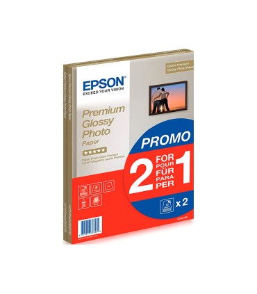 Papel fotografico epson premiun glossy photo satinado din a4 promo 2 x 15 hojas 225 gr