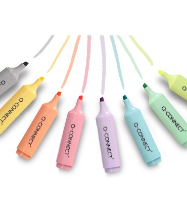 Rotulador q connect fluorescente pastel punta biselada estuche de sobremesa 8 colores surtidos