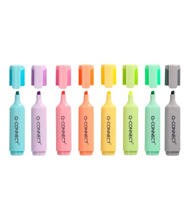 Rotulador q connect fluorescente pastel punta biselada estuche de sobremesa 8 colores surtidos