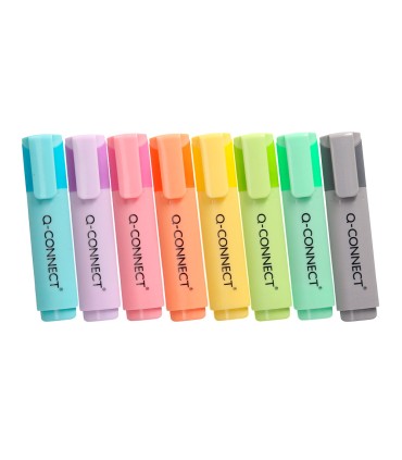 Rotulador q connect fluorescente pastel punta biselada estuche de sobremesa 8 colores surtidos