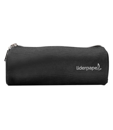 Bolso escolar liderpapel portatodo cilindrico con 2 cremalleras negro 205x75x75 mm