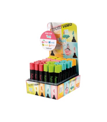 Rotulador tratto video pastel fluorescente expositor de 48 unidades colores surtidos