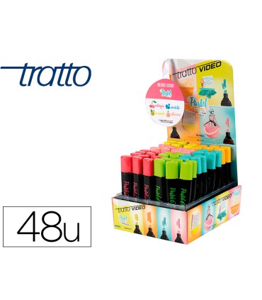 Rotulador tratto video pastel fluorescente expositor de 48 unidades colores surtidos