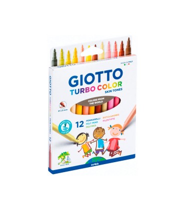 Rotulador giotto turbo color skin tones lavable punta bloqueada caja de 12 colores surtidos