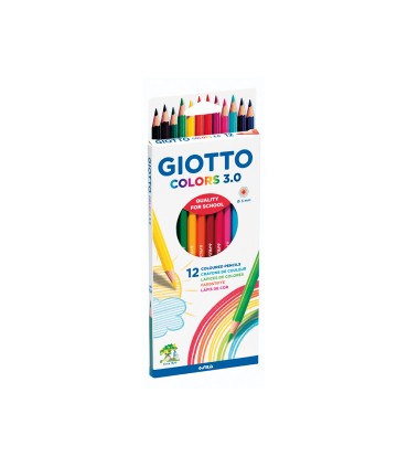 Lapices de colores giotto colors 30 mina 3 mm caja de 12 colores surtidos