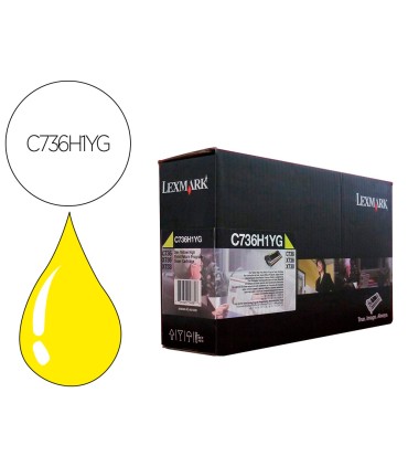 Toner laser lexmark c736h1yg amarillo 10000 paginas