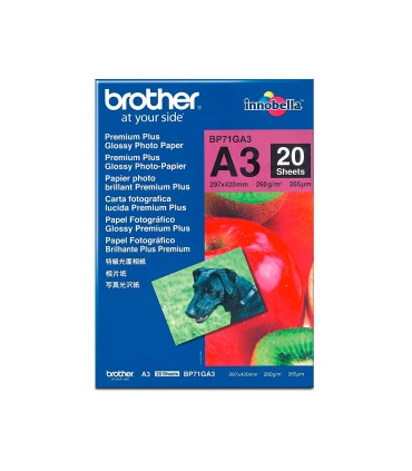 Papel fotografico brother premium plus brillo din a3 260g m2 ink jet pack de 20 hojas