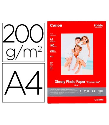 Papel fotografico canon pixma brillo din a4 200g m2 ink jet paquete de 100 hojas