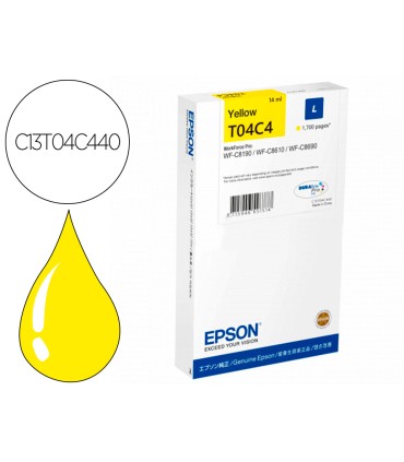 Ink jet epson t04c4 amarillo 1700 paginas