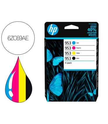 Ink jet hp 953 bk cmy 6zc69ae multipack negro cian magenta amarillo negro 900 pag y colores 630 pag