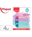 Rotulador maped fluorescente peps pastel con glitter estuche de 4 unidades colores surtidos