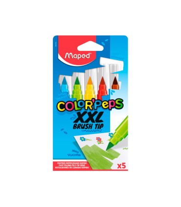 Rotulador maped color peps jumbo punta pincel caja de 5 colores surtidos