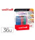 Rotulador uni ball roller uf 222 tinta gel borrable 07 mm expositor de 36 unidades colores surtidos