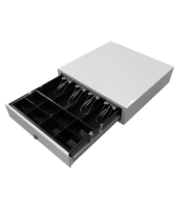 Cajon portamonedas 8 monederos 4 billeteros con llave manualblanco 410x415x110 mm