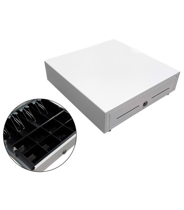 Cajon portamonedas 8 monederos 4 billeteros con llave manualblanco 410x415x110 mm