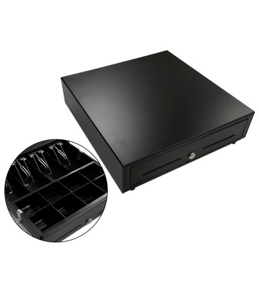 Cajon portamonedas 8 monederos 4 billeteros apertura electrica negro 410x415x110 mm