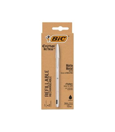 Boligrafo bic cristal renew tinta negra pack de 1 unidad 2 recambios