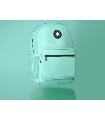 Cartera antartik mochila con asa y bolsillo frontal concremallera color verde menta 320x140x430 mm