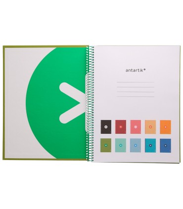 Cuaderno espiral liderpapel a4 micro antartik tapa forrada80h 90 gr horizontal 1 banda 4 taladros color verde