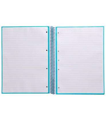 Cuaderno espiral liderpapel a4 micro antartik tapa forrada80h 90 gr horizontal 1 banda 4 taladros color turquesa