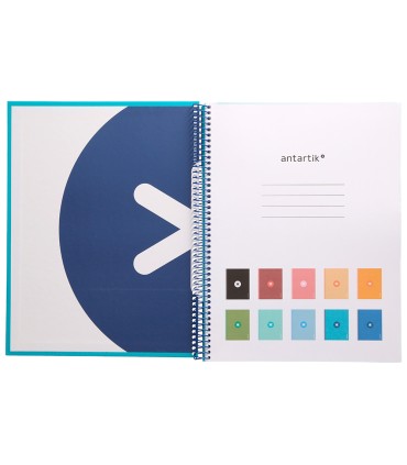 Cuaderno espiral liderpapel a4 micro antartik tapa forrada80h 90 gr horizontal 1 banda 4 taladros color turquesa