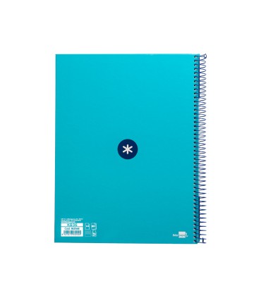 Cuaderno espiral liderpapel a4 micro antartik tapa forrada80h 90 gr horizontal 1 banda 4 taladros color turquesa