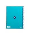 Cuaderno espiral liderpapel a4 micro antartik tapa forrada80h 90 gr horizontal 1 banda 4 taladros color turquesa