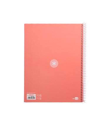 Cuaderno espiral liderpapel a4 micro antartik tapa forrada80h 90 gr horizontal 1 banda 4 taladros color rosa claro