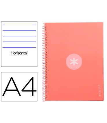 Cuaderno espiral liderpapel a4 micro antartik tapa forrada80h 90 gr horizontal 1 banda 4 taladros color rosa claro