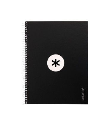 Cuaderno espiral liderpapel a4 micro antartik tapa forrada80h 90 gr horizontal 1 banda 4 taladros color negro