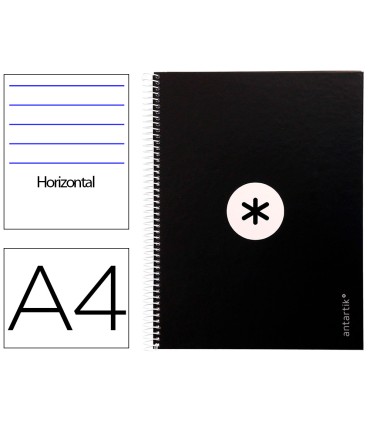 Cuaderno espiral liderpapel a4 micro antartik tapa forrada80h 90 gr horizontal 1 banda 4 taladros color negro