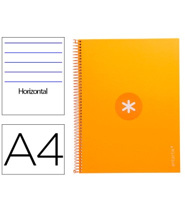 Cuaderno espiral liderpapel a4 micro antartik tapa forrada80h 90 gr horizontal 1 banda 4 taladros color mostaza