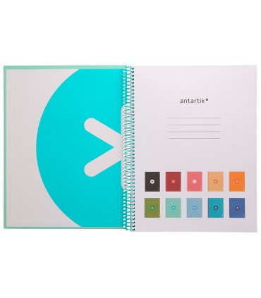 Cuaderno espiral liderpapel a4 micro antartik tapa forrada80h 90 gr horizontal 1 banda 4 taladros color menta