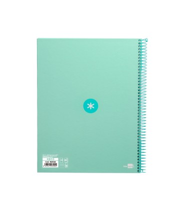 Cuaderno espiral liderpapel a4 micro antartik tapa forrada80h 90 gr horizontal 1 banda 4 taladros color menta