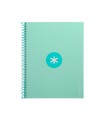 Cuaderno espiral liderpapel a4 micro antartik tapa forrada80h 90 gr horizontal 1 banda 4 taladros color menta