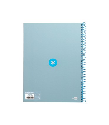 Cuaderno espiral liderpapel a4 micro antartik tapa forrada80h 90 gr horizontal 1 banda 4 taladros color celeste