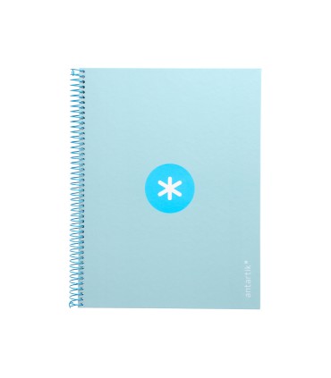 Cuaderno espiral liderpapel a4 micro antartik tapa forrada80h 90 gr horizontal 1 banda 4 taladros color celeste