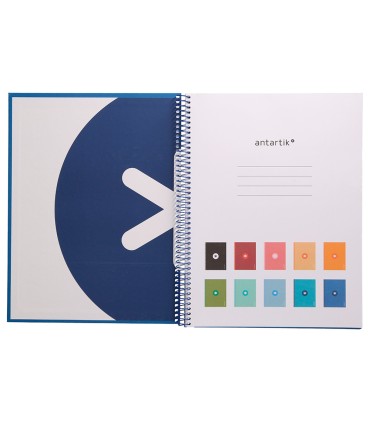 Cuaderno espiral liderpapel a4 micro antartik tapa forrada80h 90 gr horizontal 1 banda 4 taladros color azul oscuro