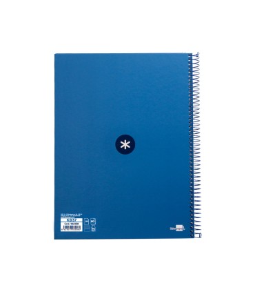 Cuaderno espiral liderpapel a4 micro antartik tapa forrada80h 90 gr horizontal 1 banda 4 taladros color azul oscuro