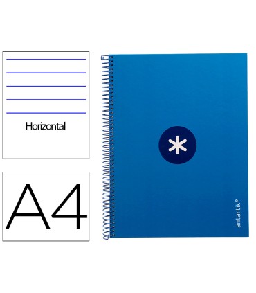 Cuaderno espiral liderpapel a4 micro antartik tapa forrada80h 90 gr horizontal 1 banda 4 taladros color azul oscuro