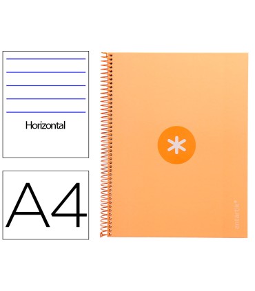 Cuaderno espiral liderpapel a4 micro antartik tapa forrada80h 90 gr horizontal 1 banda 4 taladros color peach