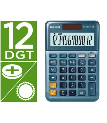 Calculadora casio ms 120em sobremesa 12 digitos tx color azul